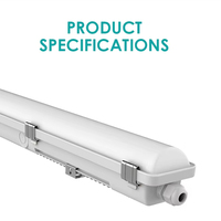 Luminaire LED étanche tri-étanche avec batterie de secours, capteur et connectivité, lampe de plafond linéaire pour usine, atelier, parking