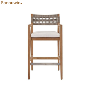 <span class=keywords><strong>Mesa</strong></span> <span class=keywords><strong>alta</strong></span> de madera maciza de teca de nuevo diseño y silla de barra de tejido de cuerda duradera para Barra de hotel en casa - Product Image 2