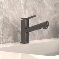 Robinet de lavabo en laiton intelligent à poignée unique avec douchette extractible, affichage numérique LED de la température, eau chaude et froide, vente en gros