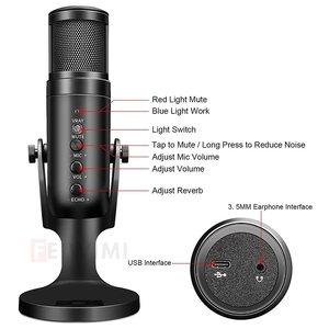 USB <strong>Condenser</strong> <strong>Microphone</strong> for Phone PC Live Karaoke <strong>Recording</strong> PS4 Game <strong>Microphone</strong> With <strong>Sound</strong> <strong>Card</strong> RGB Light - Product Image 2
