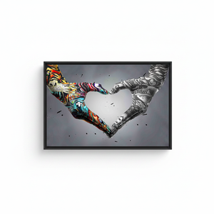Elegant Love Hand Graffiti Printed Canvas Art: Vibrant Wall Decor,<b>BLACK</b> <b>FRAMED</b> CANVAS - Product Image 2