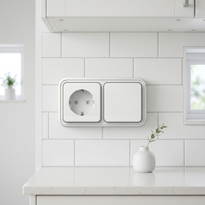 Prise Schuko incomparable avec interrupteur 1 gang 2 voies, étanche IP55, en matériau PC, combo d'alimentation pour hubs professionnels de paysagisme - Product Image 2