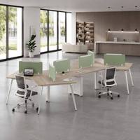 Poste de travail de bureau contemporain pour 6 personnes, mobilier de bureau modulaire avec écran en tissu et design de pieds en alliage d'aluminium