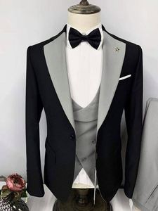 2024 nuovo costume da sposa elegante Homme Groom con risvolto a punta vestito con risvolto a bottone <span class=keywords><strong>pantalone</strong></span> <span class=keywords><strong>smoking</strong></span> da <span class=keywords><strong>uomo</strong></span> - Product Image 5