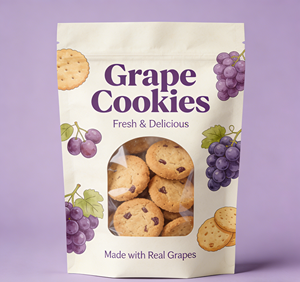 Sacs en papier kraft refermables de haute qualité avec impression personnalisée, matériau de qualité alimentaire, sacs à fermeture éclair avec fenêtre transparente pour biscuits, sacs alimentaires - Product Image 2