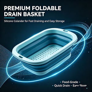 <b>Collapsible</b> Silicone Colander Foldable Drain <b>Basket</b> For Kitchen Fruit Vegetable Washing - Product Image 5