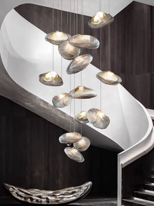 VEKO chiaro cognac in vetro Smokey lampadario scala Hotel Lobby Art Glass lampada da soffitto alta progetto lampadario moderno - Product Image 4