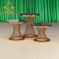 Table à manger de mariage en acier inoxydable rose doré moderne de luxe pour la maison et les événements hôteliers