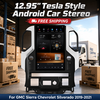 Distributeur en gros de lecteurs DVD GPS Android CarPlay de 12,95 pouces pour GMC Sierra Chevrolet Silverado 2019-2021, style Tesla, 4+64G sans fil
