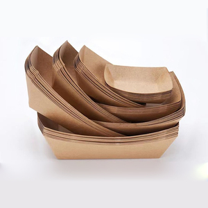 Conteneurs Kraft jetables à faible quantité minimale de commande plateau alimentaire plateau de bateau carton transporteurs de nourriture puces collations papier Kraft à emporter - Product Image 1