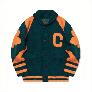 사용자 정의 OEM 로고 디자이너 교복 카디건 스웨터 남성 니트웨어 편지 대표팀 울 니트 남성 카디건 스웨터 - Product Image 1