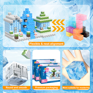 100 Uds <span class=keywords><strong>bloques</strong></span> de construcción magnéticos STEM cubos de construcción magnéticos juego de Castillo de Navidad de plástico <span class=keywords><strong>para</strong></span> juguetes de niños - Product Image 3