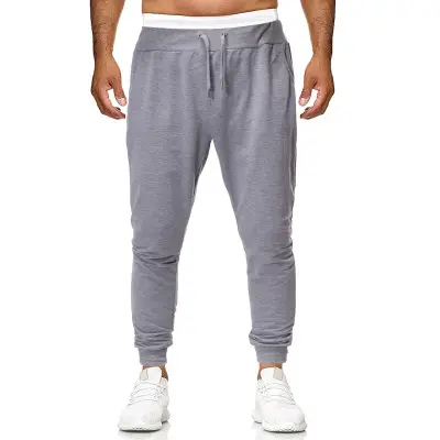 Cotton Wholesale Custom Logo High Quality Sports Wear GYM Grey Drawstring Men Pants