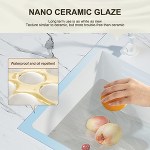 Lavello da <span class=keywords><strong>cucina</strong></span> moderno <span class=keywords><strong>bianco</strong></span> 304 in acciaio inox multifunzione cascata lavello con doppio rubinetto per <span class=keywords><strong>cucina</strong></span> Undermount - Product Image 6