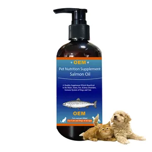 Minyak Salmon massal untuk anjing Omega 3 minyak Salmon Liar murni untuk anjing kucing pereda alergi minyak ikan Salmon cair EPA DHA cairan