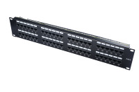 Panel Patch Kabel Data Center 19 Inch 1U Rack Mount 48 Port Cat5 UTP RJ45 100MHz 110 IDC Bersertifikasi CE RoHS untuk Jaringan Keystone