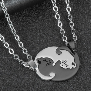 Xintong Factory Love Cat Collar de acero inoxidable Love Cat Pareja Amor Colgante Chapado en oro Accesorios de joyería de acero inoxidable - Product Image 6