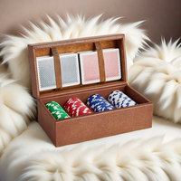 Ensemble de jetons de poker de luxe de haute qualité en cuir PU marron personnalisé, portable, pour le voyage, avec étui