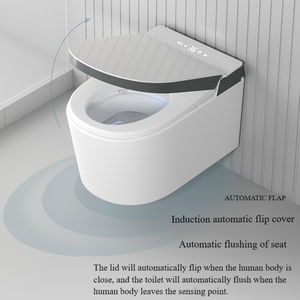 En gros OEM WC intelligent en céramique mural avec réservoir d'eau intégré dissimulé, capteur de pied, siphon en P et siège chauffant - Product Image 5
