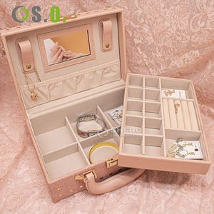 Boîte de rangement portable en cuir PU pour bijoux, personnalisable, simple et de haute qualité, pour boucles d'oreilles, colliers et bagues - Product Image 2