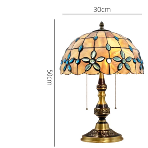 Lampe de table rechargeable en laiton à motif décoratif, veilleuse de chevet, lampe de bureau en verre teinté <span class=keywords><strong>Iris</strong></span> laiteux rechargeable - Product Image 6