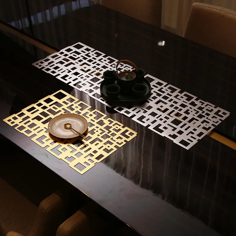 Rectangle creux décoration de table insérable set DE table EN PVC avec logo personnalisé