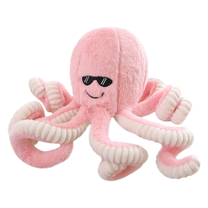 Peloso morbido otto gambe ricci cartone animato sorriso <span class=keywords><strong>polpo</strong></span> peluche con fresco nero occhiali da sole decorazione cotone <span class=keywords><strong>blu</strong></span> <span class=keywords><strong>polpo</strong></span> peluche - Product Image 2