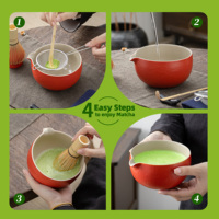 Boîte cadeau personnalisée avec logo Chawan, support pour fouet rouge, tasses à thé, bol en céramique en porcelaine, ensemble de fouet à matcha 9 pièces, écologique, style Japandi