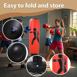 Sac de frappe gonflable autoportant en PVC écologique 160 cm, rempli d'air, anti-explosion, pour soulager le stress, sac de frappe à sable - Product Image 5