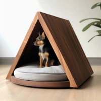 Maison de luxe en bois pour chats et chiens avec fermeture à bouton durable et à motifs d'animaux du fabricant de meubles personnalisés