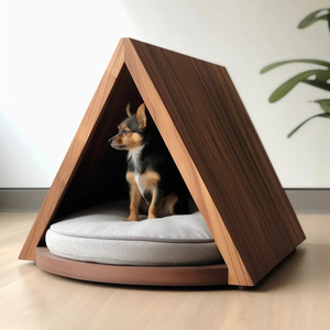 カスタマイズされた家具メーカーの高級屋内木製猫と犬の家ボタンクロージャー付き持続可能な動物のパターン - Product Image 3