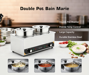 Calentador de alimentos de buffet comercial profesional Ollas dobles Bain Marie. - Product Image 6
