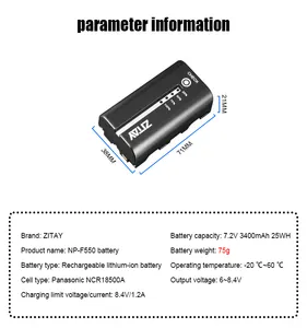 Zitay NP-F550Rechargeable Lithium-Ion Batterij Touch Display Resterende Batterij Voor Bmpcc 6Kpro/Shogun Inferno
