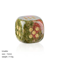 1 pièce de dés polyédrique arrondi en pierre précieuse naturelle Unakite D6, fait main, écologique, 15 mm, pour Dungeons & Dragons Pathfinder RPG