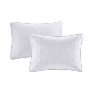 Juego de colcha reversible de 3 piezas DB White King/Cal King Patrones florales y lisos de algodón suave para invierno para hoteles - Product Image 4