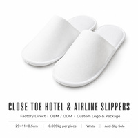 Chaussons jetables OEM ODM pour hôtels et compagnies aériennes, unisexes, pour adultes, confortables, antidérapants, à bout fermé, blancs, pour spa