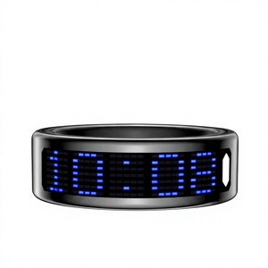 Smart <b>Ring</b> LED Display Screen Stainless Steel Health Tracker Touchscreen Heart Rate Monitor App Control GPS Men Women 5ATM - Product Image 1