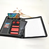 Portafolio de cuero con tarjeta de visita, organizador de tableta, carpeta, portafolio de negocios, nuevo estilo, 2020