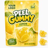 Bonbons gélifiés pelables en vrac personnalisés, certifiés Halal, saveur citron, sucré et acidulé, saveurs de fruits assorties, approvisionnement direct d'usine