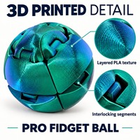 Balle anti-stress Pro imprimée en 3D, 4,5 cm, PLA, jouet à bouton-poussoir, conception emboîtable pour jeu manuel et cadeaux de bureau