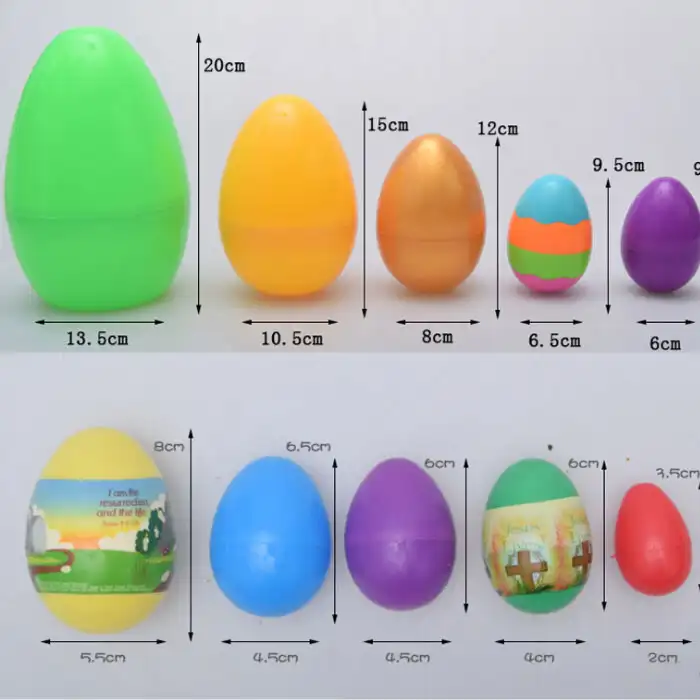 10 ''OEM özelleştirilmiş düşük MOQ paskalya büyük Jumbo parlak plastik paskalya yumurtaları