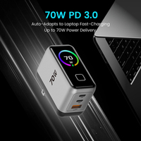 Cargador Rápido Gan de 70W 65W con Enchufe Europeo Tommox, Cargador USB-C de Pared para Móvil y Portátil de 30W con Pantalla, Cargadores Rápidos Tipo-C para Teléfono al por Mayor