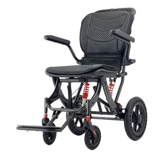 Lightweight Foldable Manual Wheelchair Aluminum Alloy Small Airplane Friendly Elderly <b>Push</b> Chair With Dual Shock Absorption - Product Image 2