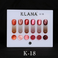 Kit de vernis gel UV/LED effet œil de chat 6 couleurs rose nude, translucide, avec perles de verre magnétiques et nuancier