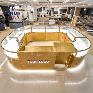 PENBO Quiosco de Lujo para Joyería y Perfumes, Mostrador Redondo Personalizado con Opciones de Color y Tamaño para Uso en Tiendas y Centros Comerciales, Fabricado en MDF y Vidrio - Product Image 3