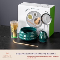 Ensemble de bols à matcha en céramique dorée de luxe léger Qihuang Middle East, résistant à la chaleur, design japonais, pour le thé de l'après-midi