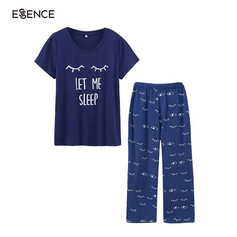 Bộ Pijama Viscose Tre Tùy Chỉnh Bộ Đồ Ngủ Nữ Áo Ngắn Tay Và Quần Lửng