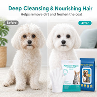 Gants de toilettage jetables écologiques pour animaux de compagnie, sans rinçage, pour le bain des chiens et des chats, nettoyage en profondeur, désodorisant, massage