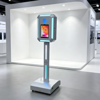 Kiosque photo iPad avec éclairage LED, support métallique et lumière RGB pour location événementielle, mariages, fêtes et entreprises – Machine photobooth selfie