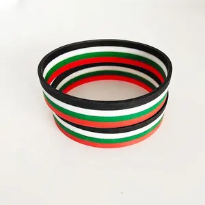 Pulseira de silicone colorida de bandeira do país, pulseira de pulso barata fábrica fabricação preço feito na china